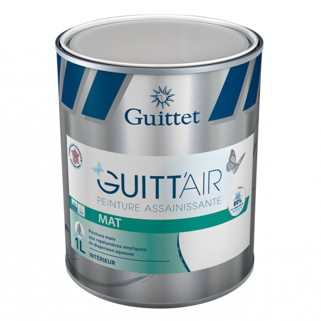 Guittet Guitt'Air Mat Peinture Assainissante Murs et Plafonds - 1L, 3L